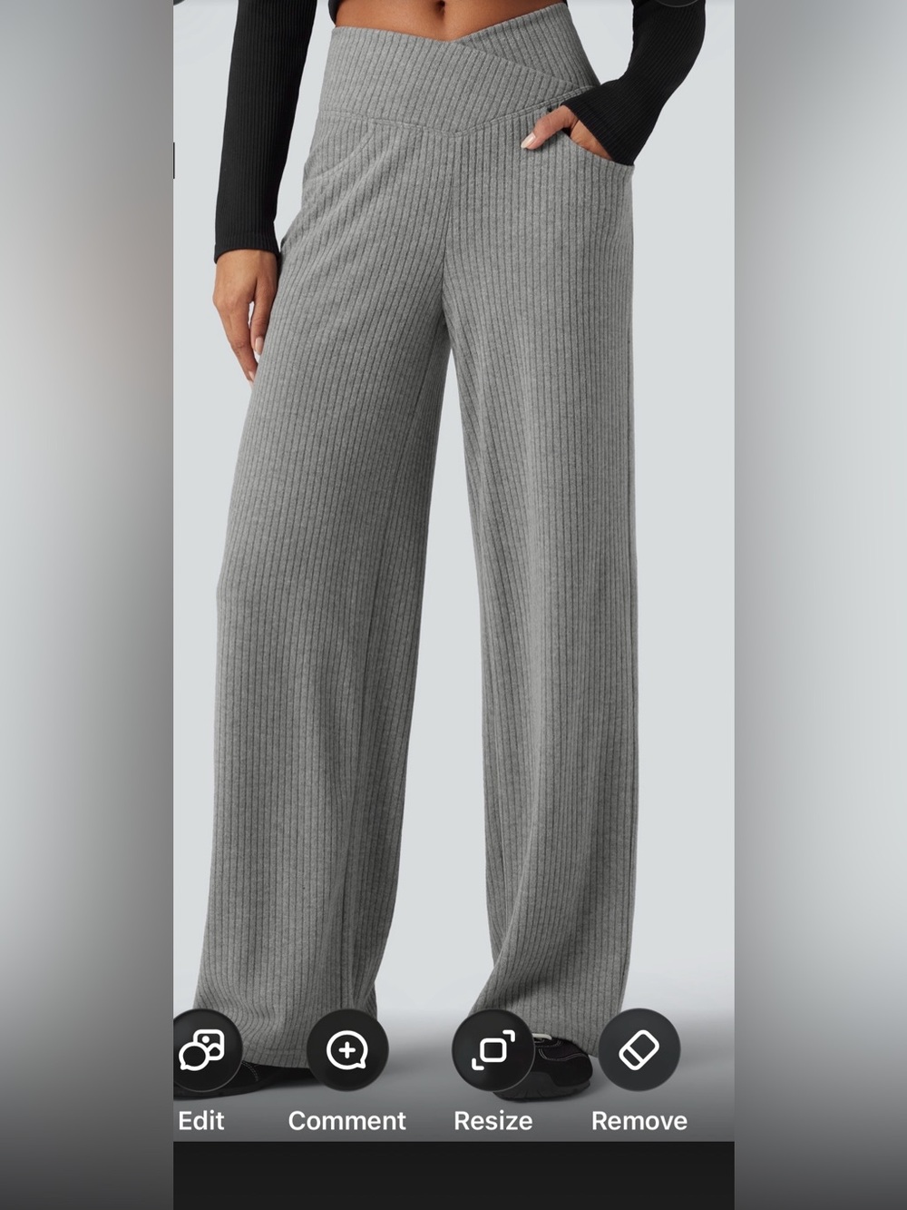 HALARA LIGHT/SAGE GREEN GRAY high waisted crossover straight leg pants